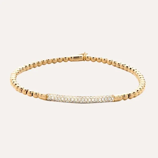 Hulchi Belluni Tresore Diamond Yellow Gold Stretch Bracelet