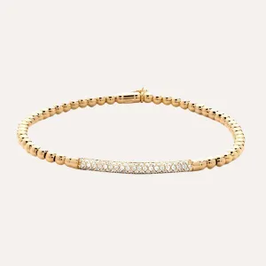 Hulchi Belluni Tresore Diamond Yellow Gold Stretch Bracelet