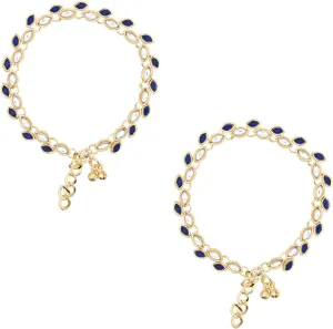 I Jewels Gold Plated Indian Wedding Bollywood Kundan Stone Payal Anklets for Women (A027Bl)