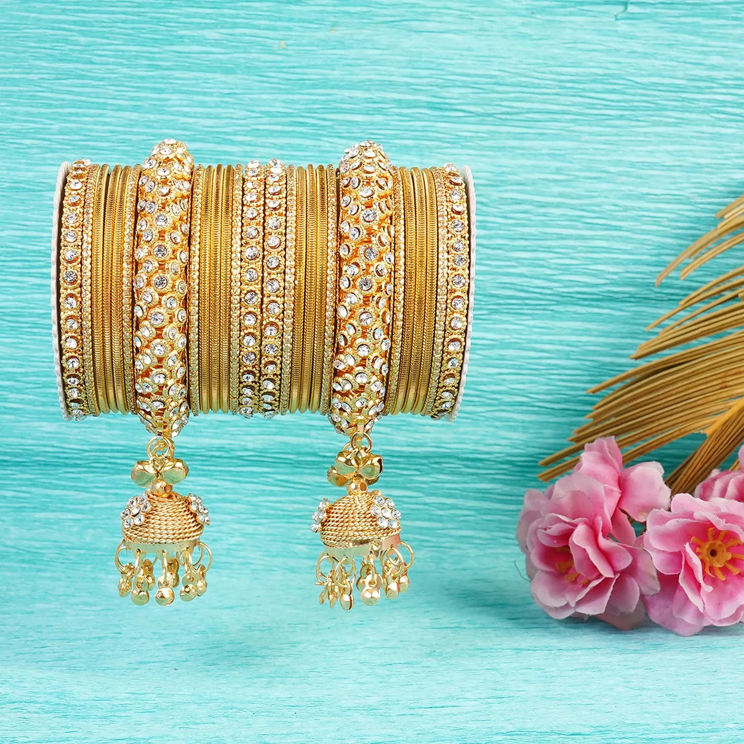 Indian Ethnic Partywear Bangles with Golden Polish