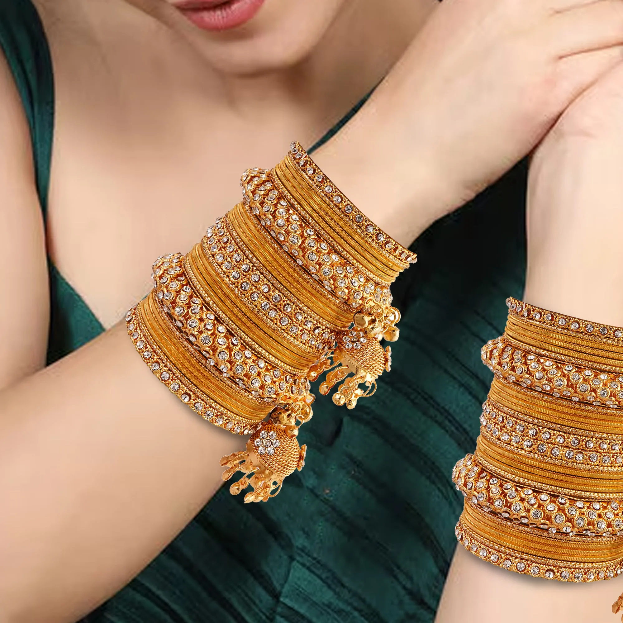 Indian Ethnic Partywear Bangles with Golden Polish