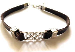 Infinity Men Anklet, Celtic Knot Men's Natural Leather Ankle Bracelet