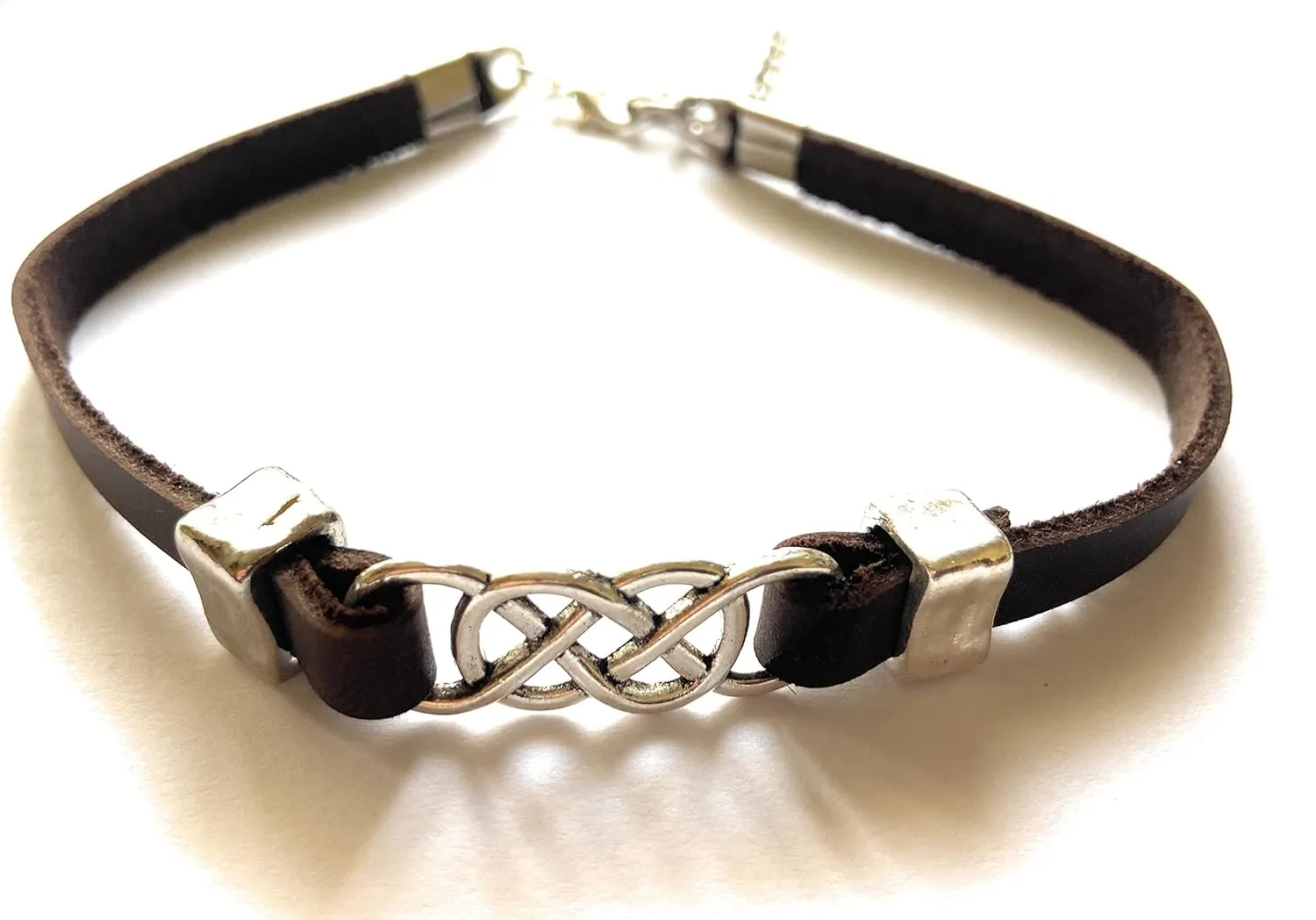 Infinity Men Anklet, Celtic Knot Men's Natural Leather Ankle Bracelet