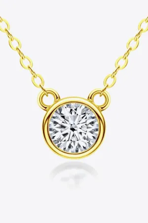 Inlaid 1 Carat Moissanite Gold / Platinum-Plated Necklace