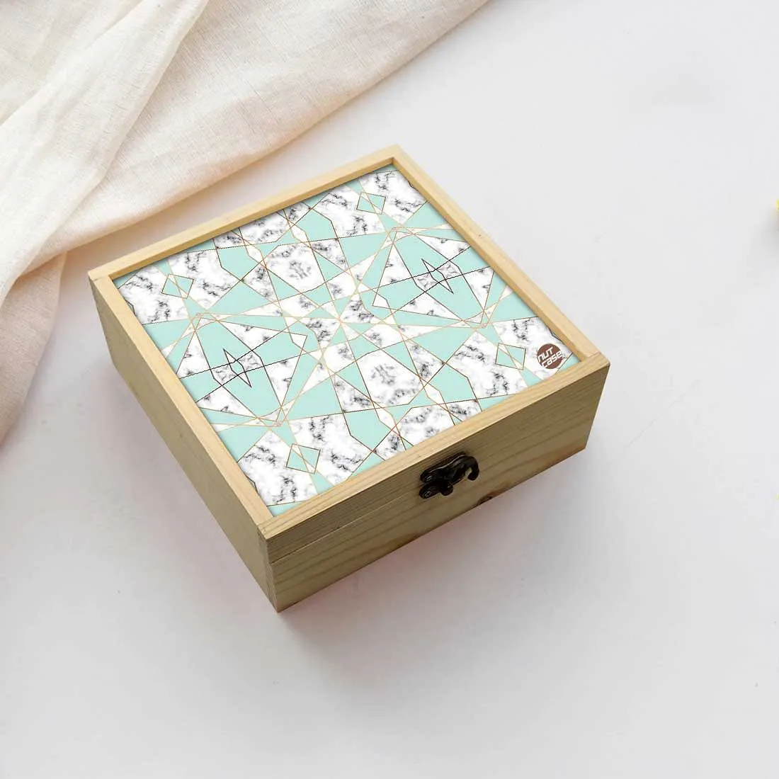 Jewellery Box Makepup Organizer -  Green Marble Pastle
