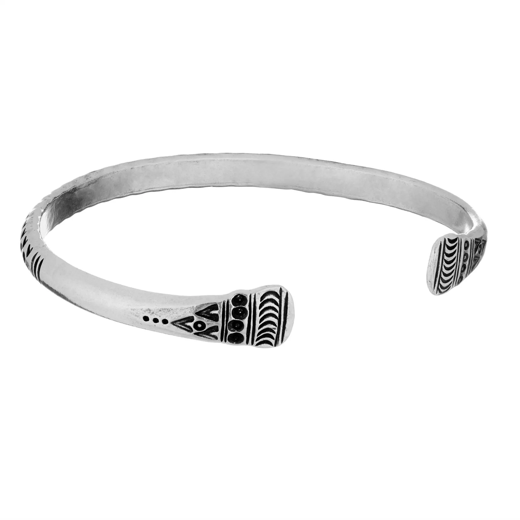 Karen Hill Tribe Silver Engraved Torque Bangle - Adjustable Boho Bracelet