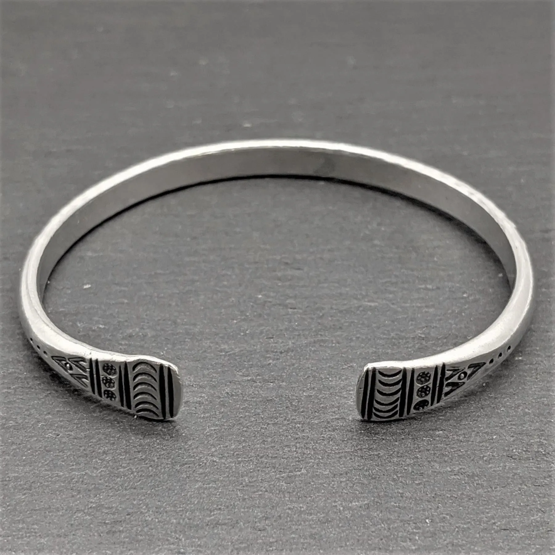 Karen Hill Tribe Silver Engraved Torque Bangle - Adjustable Boho Bracelet