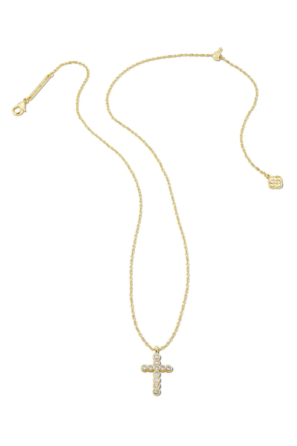 Kendra Scott: Cross Pendant Necklace White Crystal - Gold
