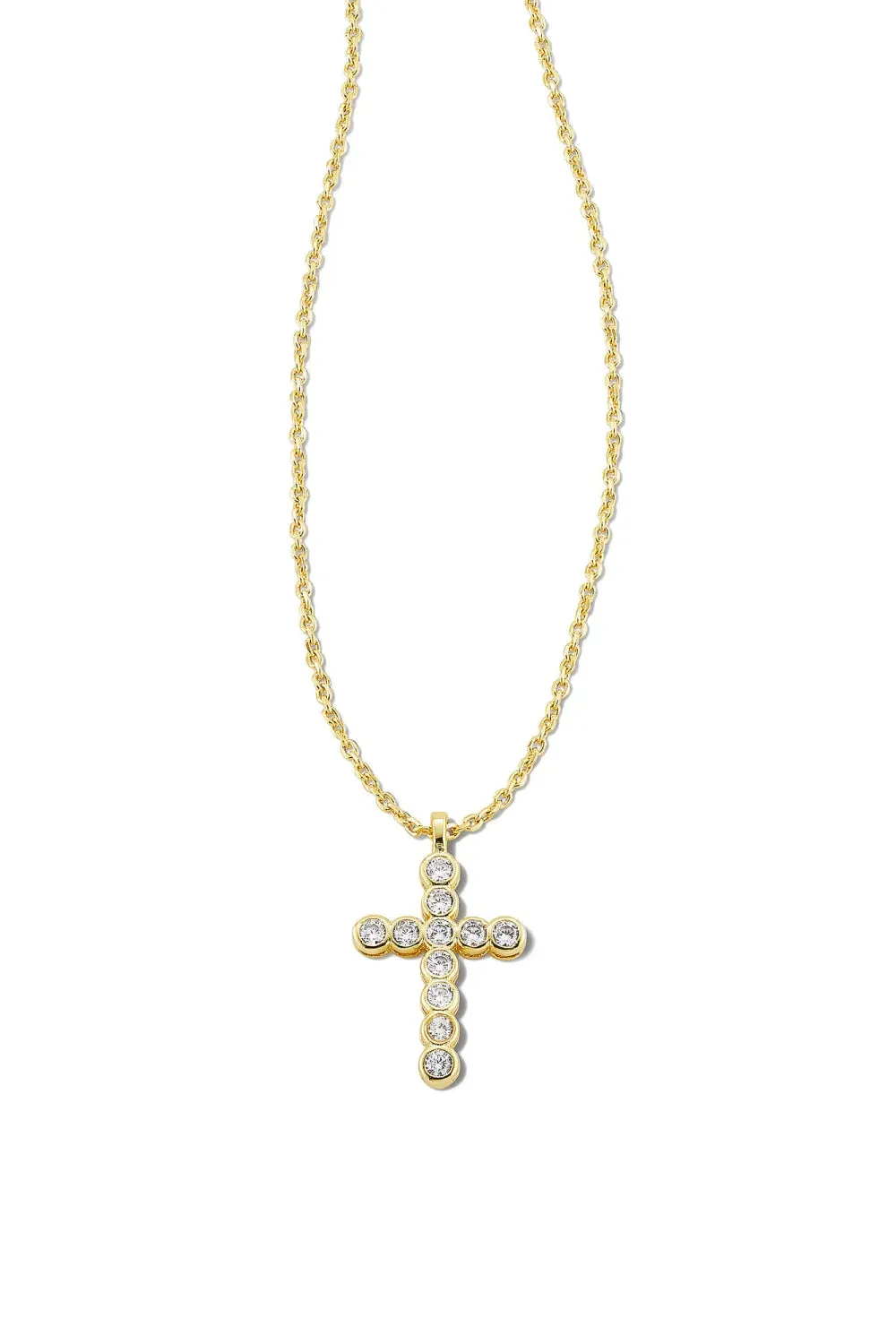 Kendra Scott: Cross Pendant Necklace White Crystal - Gold