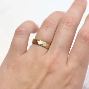 Kingsley Wide Faceted Gold Band