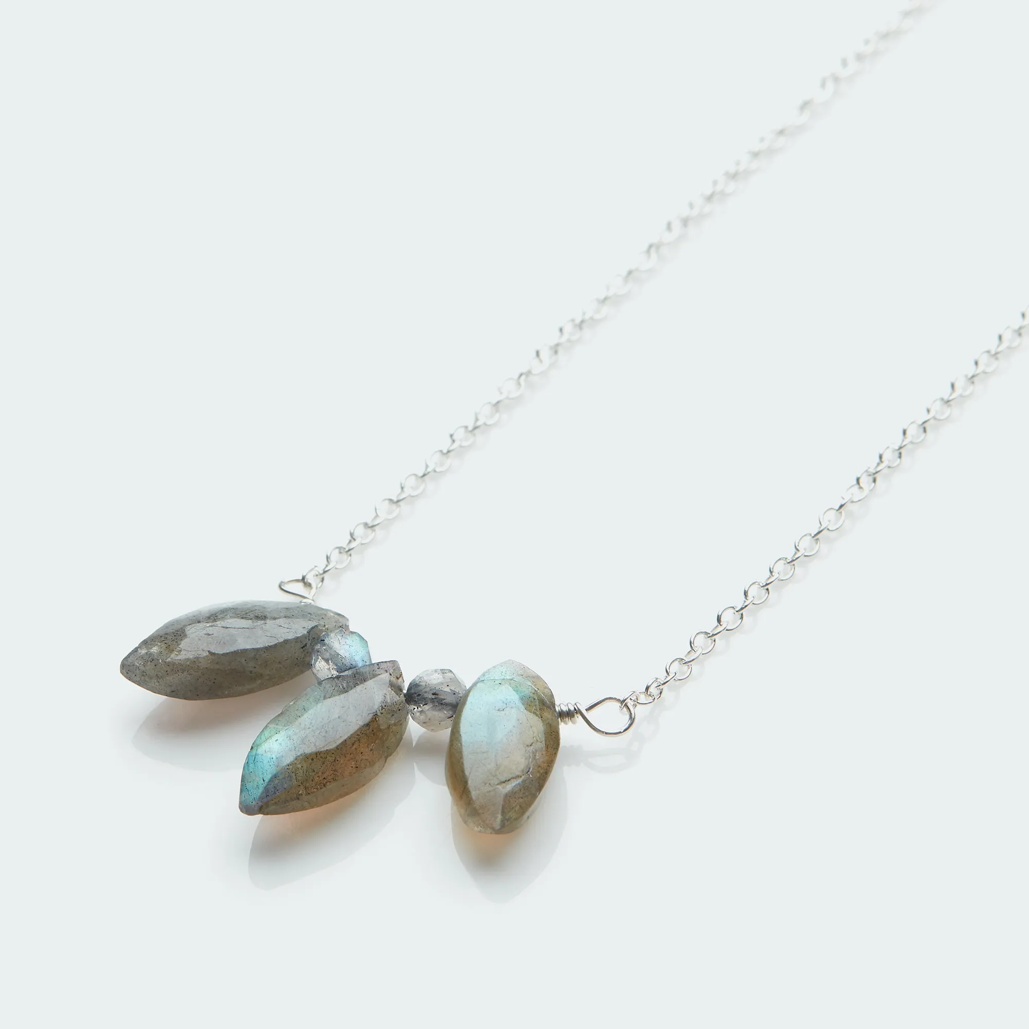Labradorite marquise necklace silver