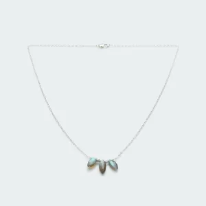 Labradorite marquise necklace silver