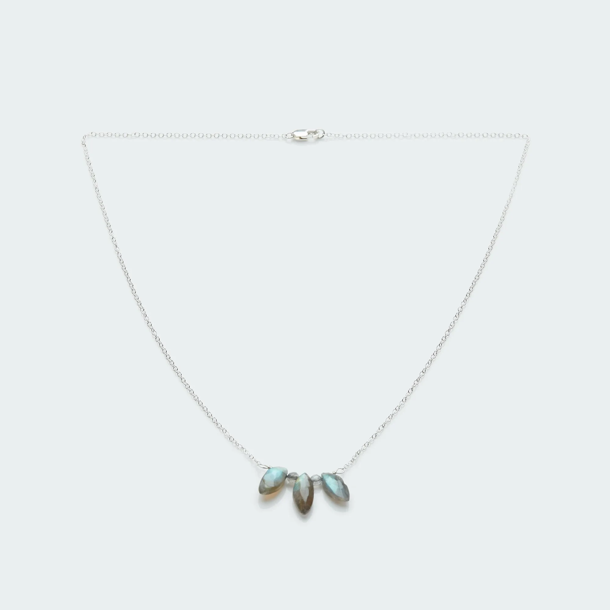 Labradorite marquise necklace silver