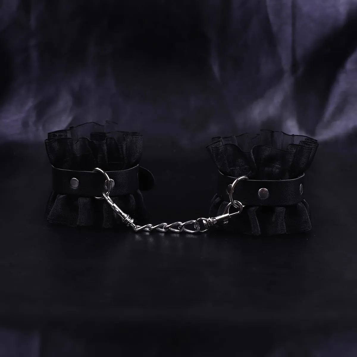 Lace Leather Handcuff Bracelets for Women Men Black Leather Cuff Anklets Bracelet Adjustable Stainless Steel Chains Bracelet Body Jewelry Accessories