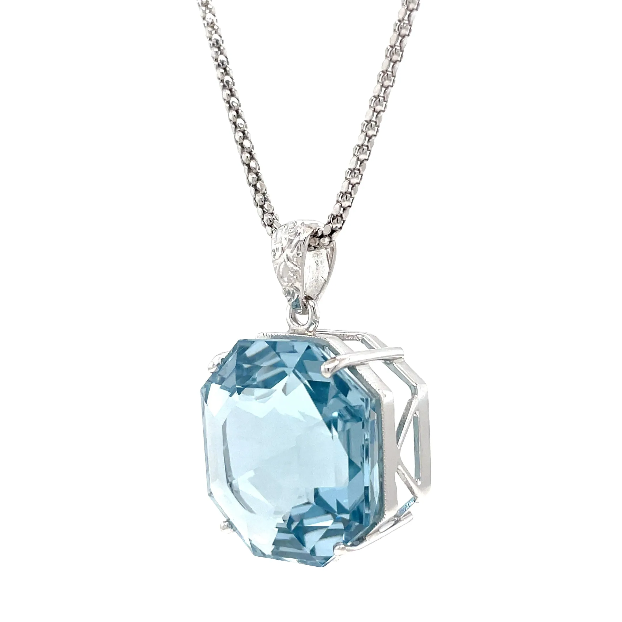Large Aquamarine Pendant Necklace