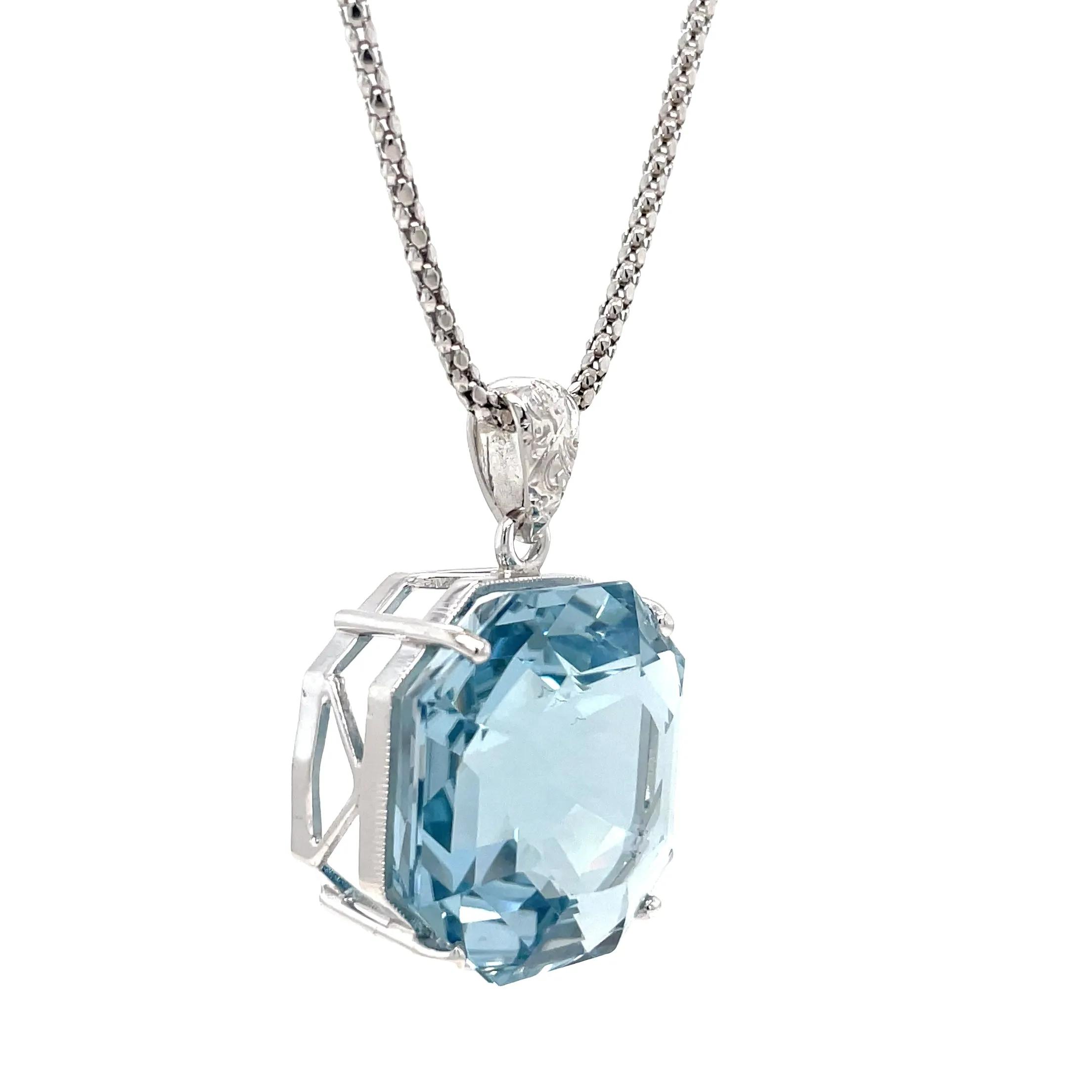 Large Aquamarine Pendant Necklace