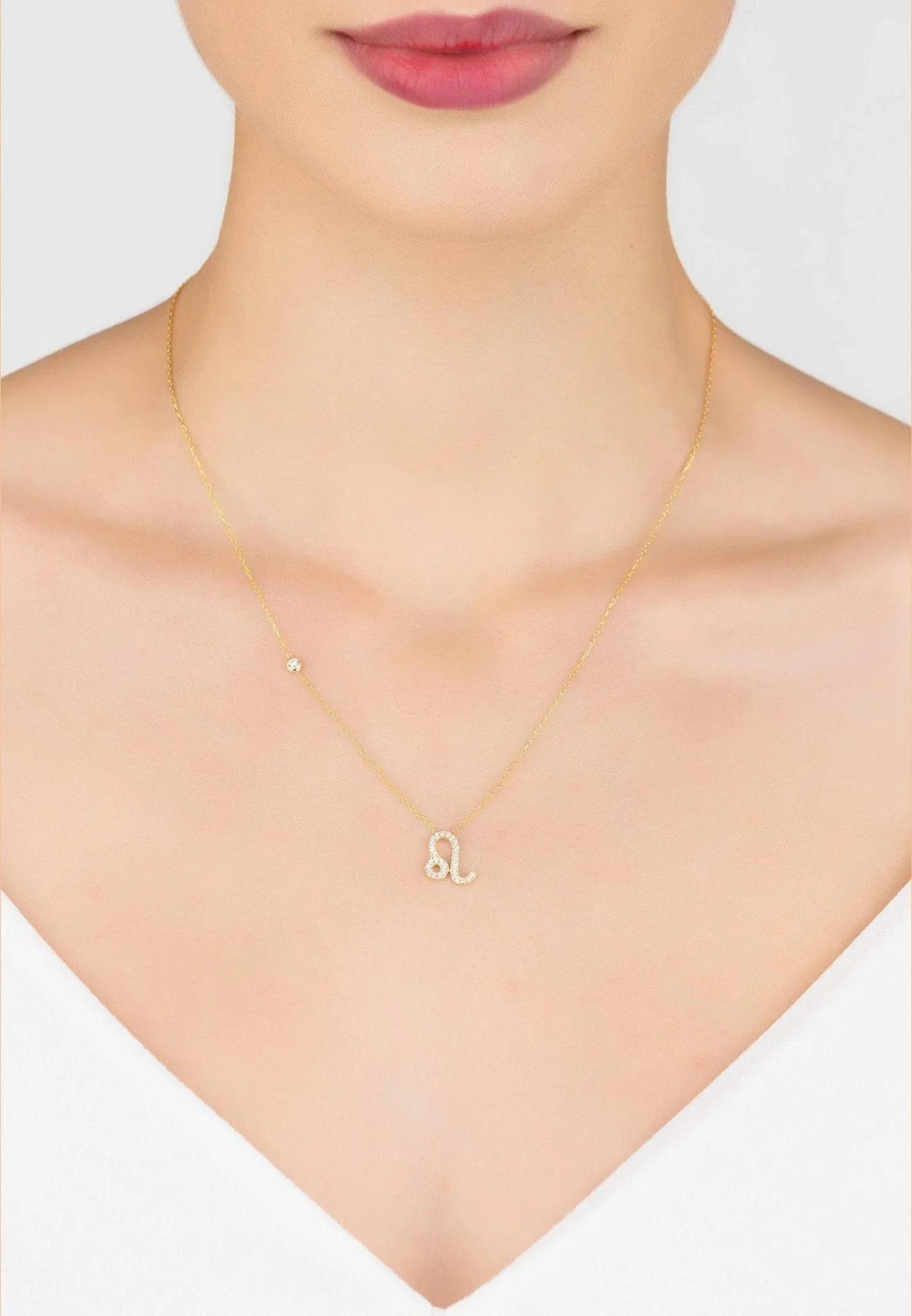 Leo Zodiac Pendant Necklace Dipped in Gold