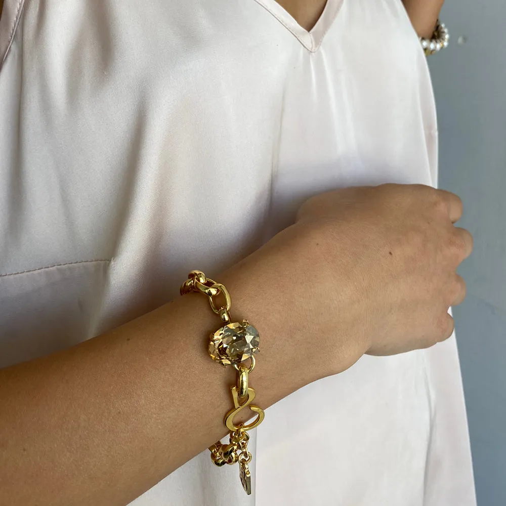 Links bracelets with Golden crystal