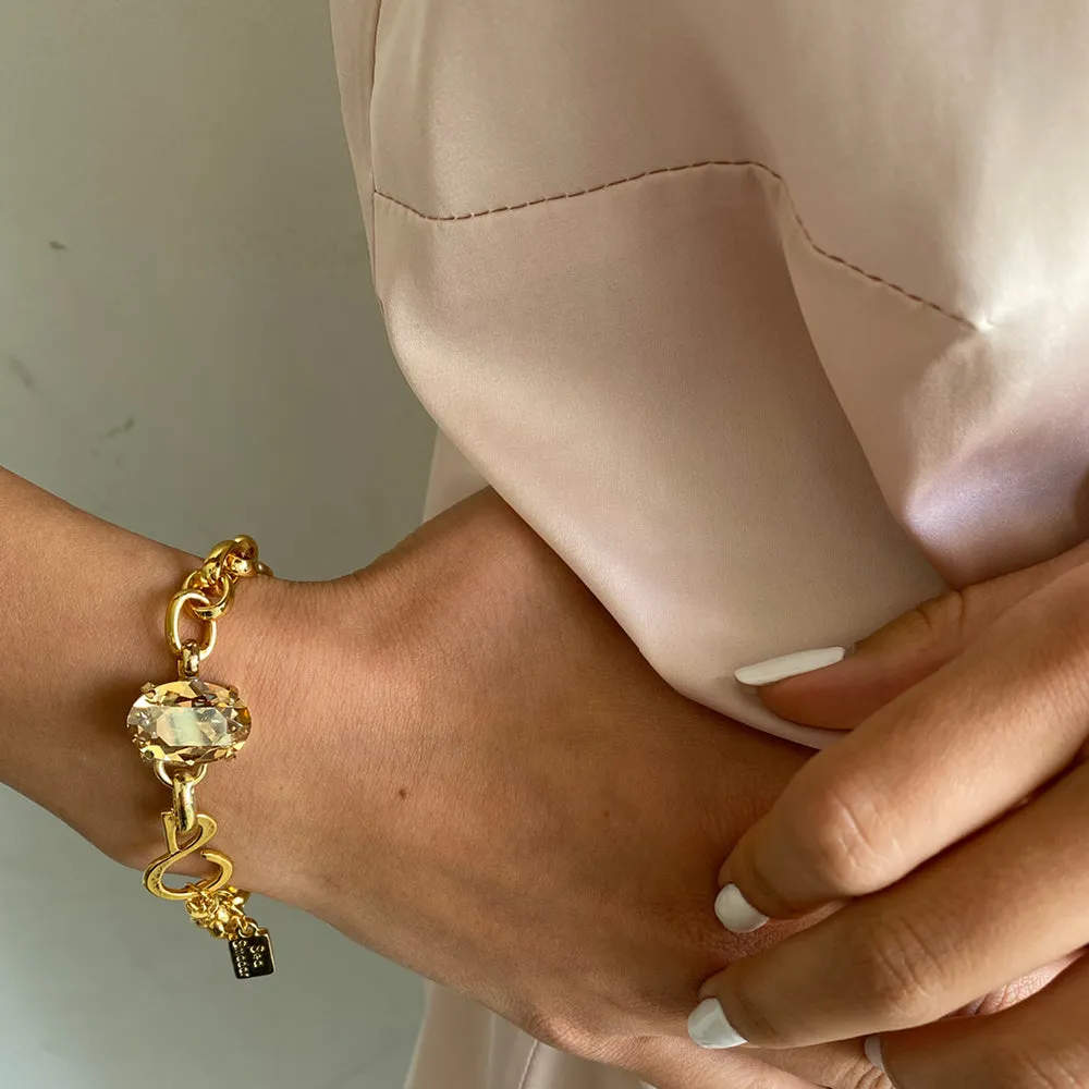 Links bracelets with Golden crystal
