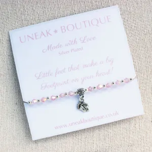 Little Footprints Pink Crystal Handmade Bracelet