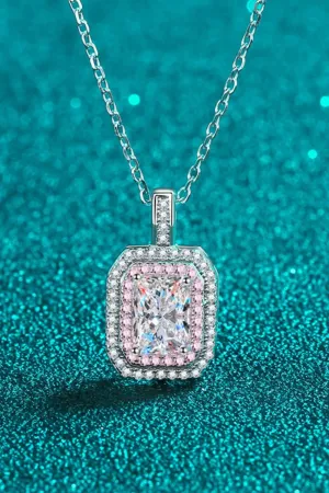 LOVCIA 1 Carat Moissanite Geometric Pendant Chain Necklace