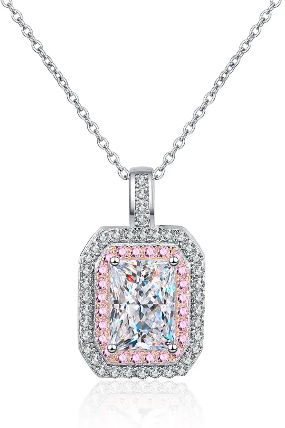 LOVCIA 1 Carat Moissanite Geometric Pendant Chain Necklace