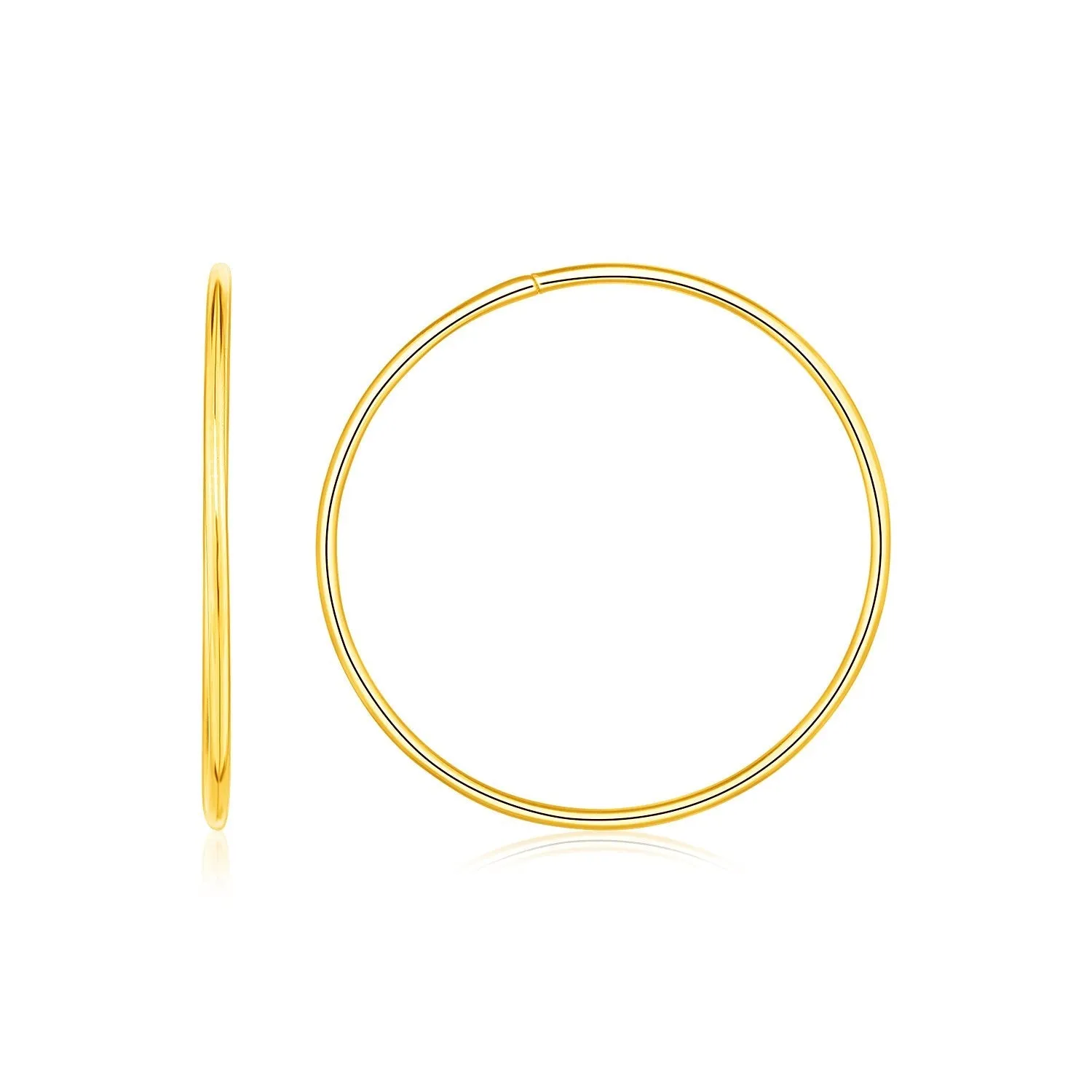 LOVCIA Luxury Radiant 14K Yellow Gold Endless Hoop Earrings (1.2x30mm)