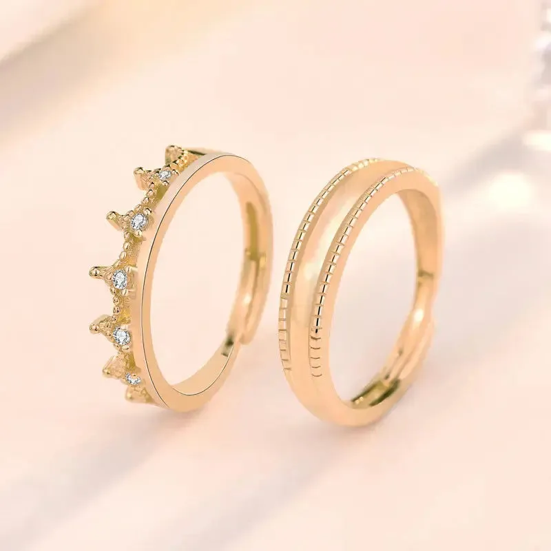 LOVCIA Simple CZ Crown 925 Sterling Silver Adjustable Promise Ring