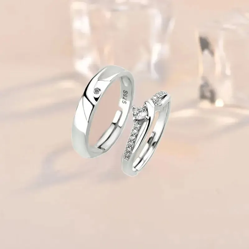 LOVCIA Simple Micro Setting CZ 925 Sterling Silver Adjustable Promise Ring