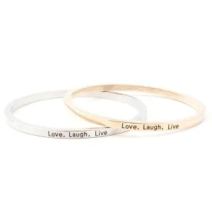 Love Laugh Live Engraved Bangle