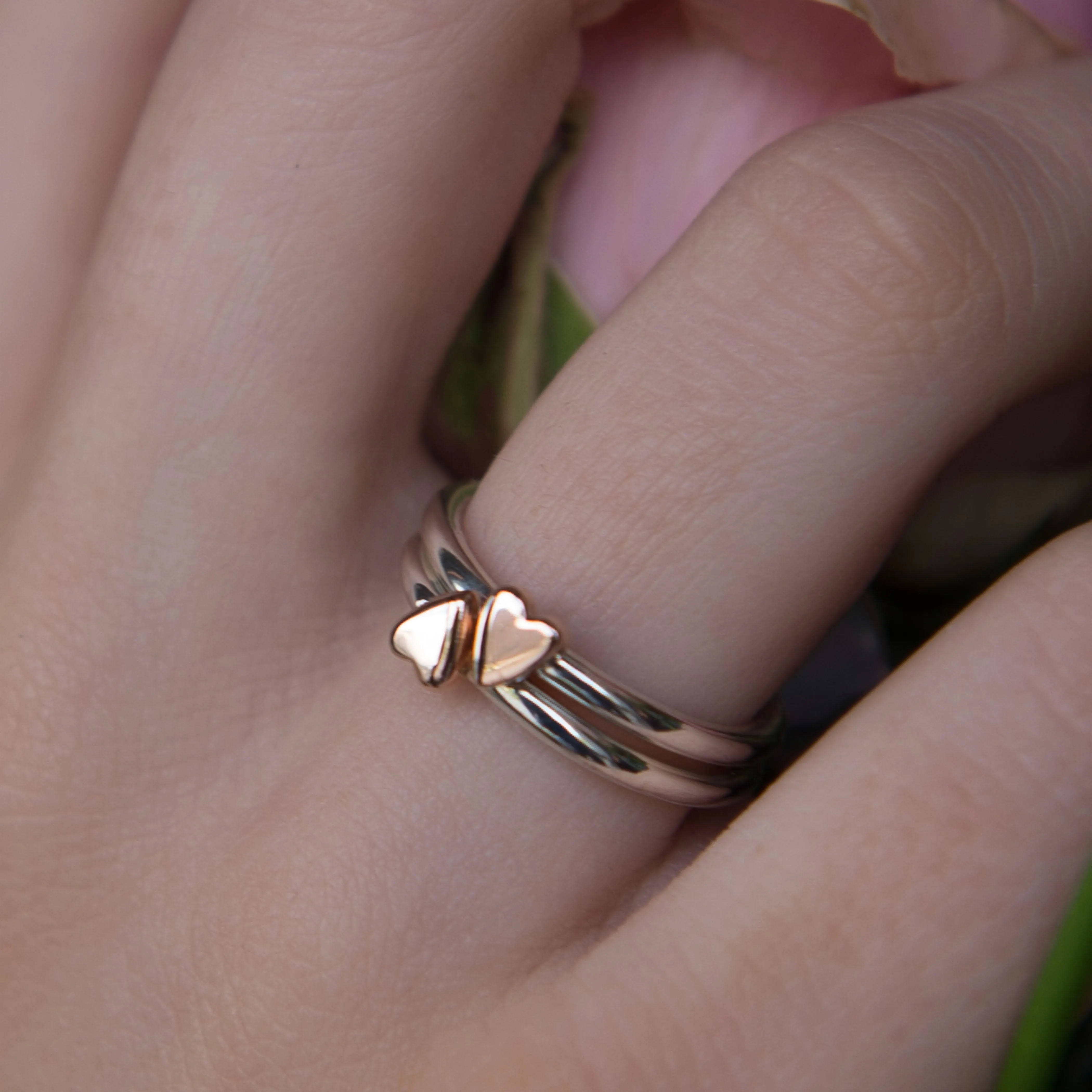 Lunar Silver And Gold Heart Ring