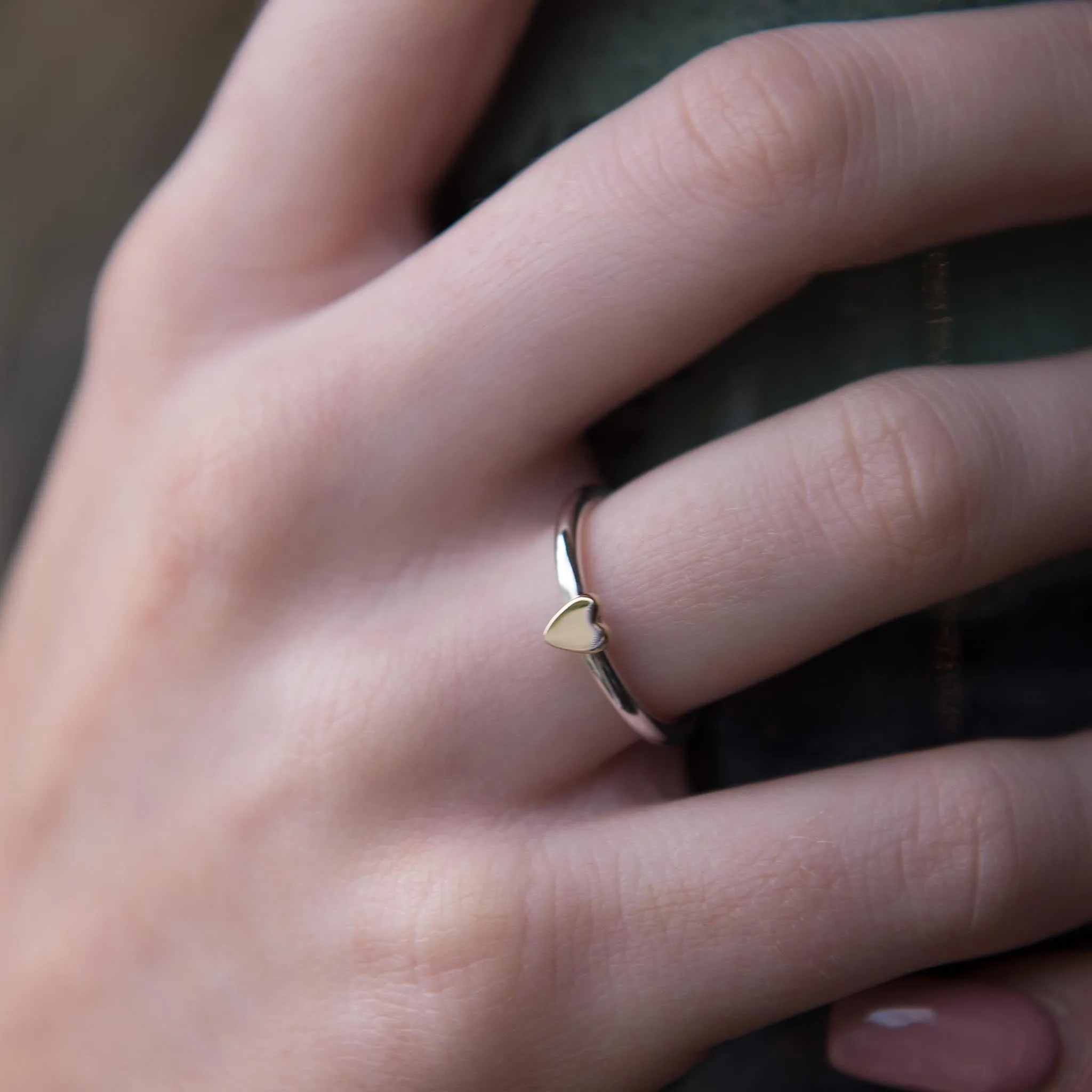 Lunar Silver And Gold Heart Ring