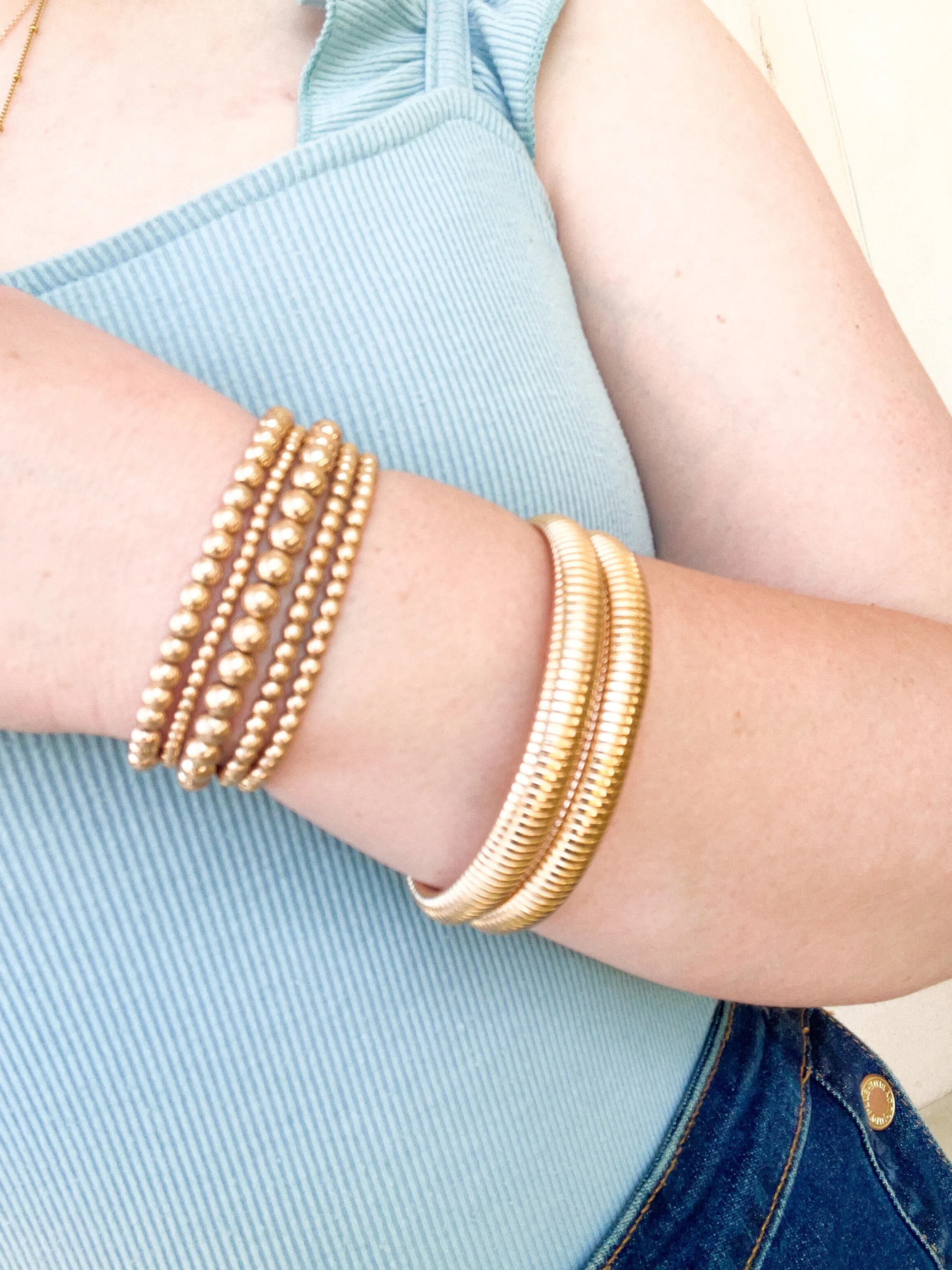 Luxe Water Resistant Gold Bangles Set