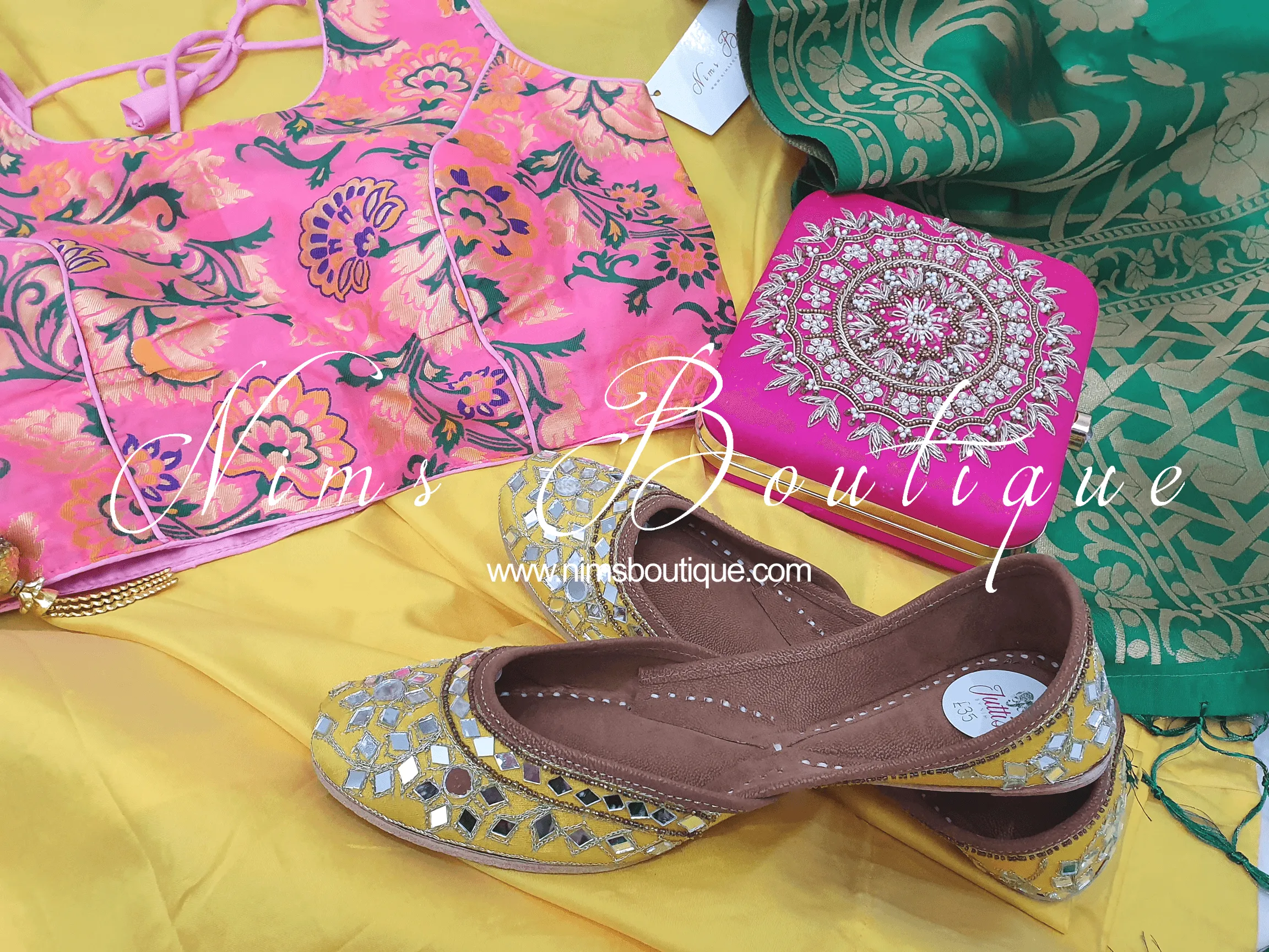 Luxury Yellow Mirror Leather Punjabi Juttis