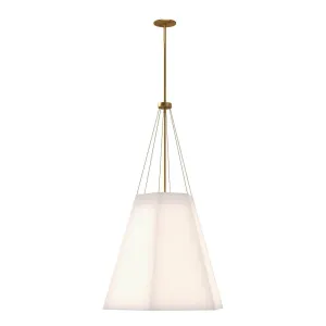 Manila 22-in Aged Gold/White Linen 3 Lights Pendant