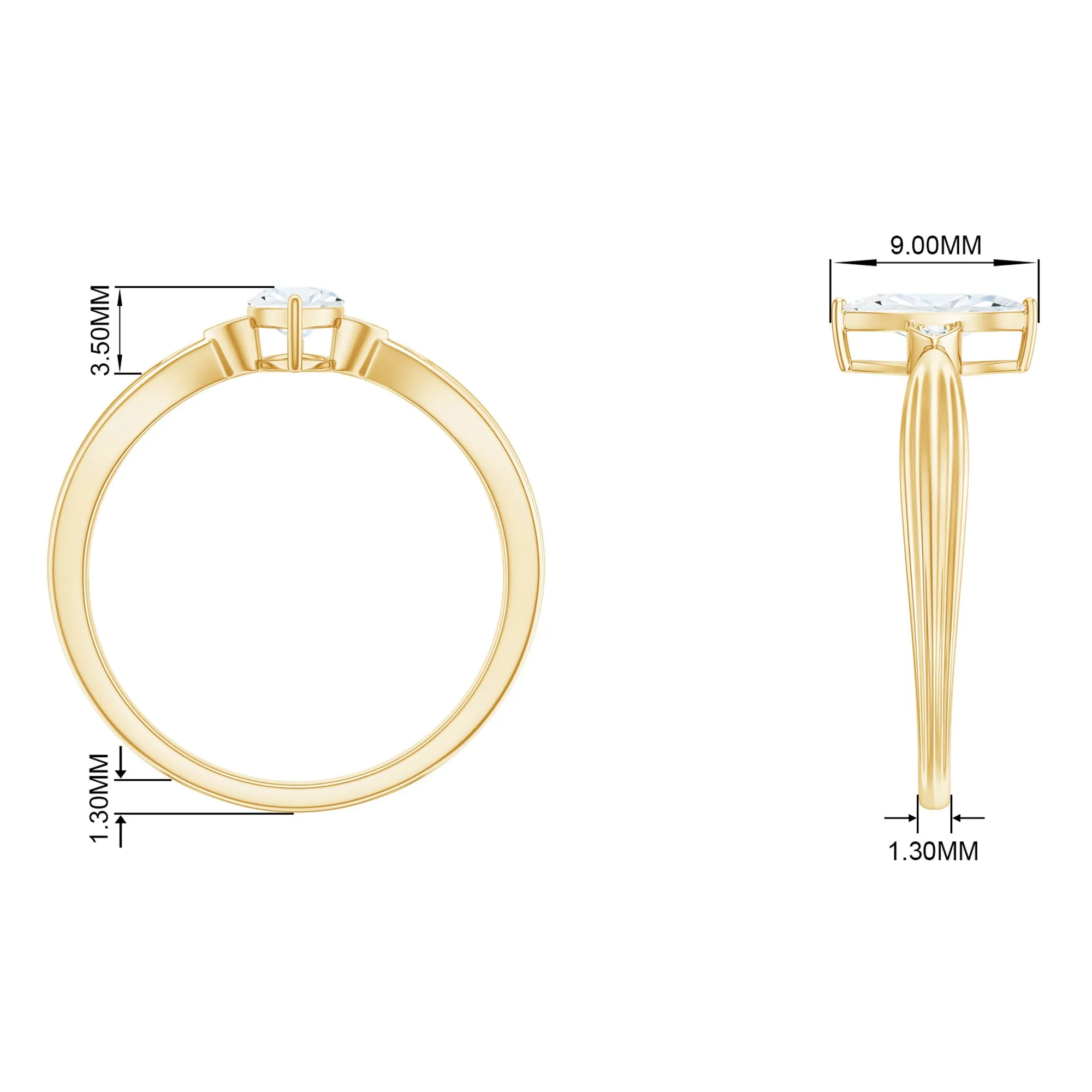 Marquise Moissanite Simple Solitaire Engagement Ring