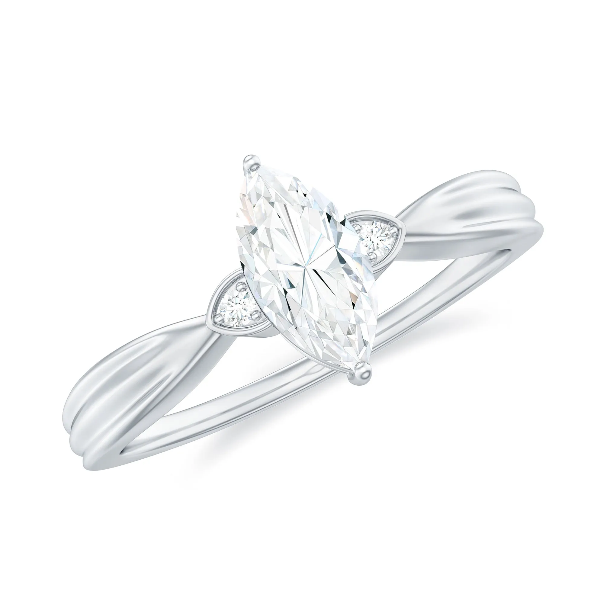 Marquise Moissanite Simple Solitaire Engagement Ring
