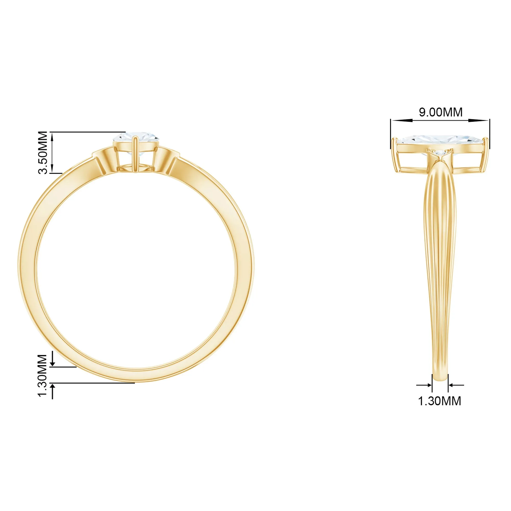 Marquise Moissanite Simple Solitaire Engagement Ring