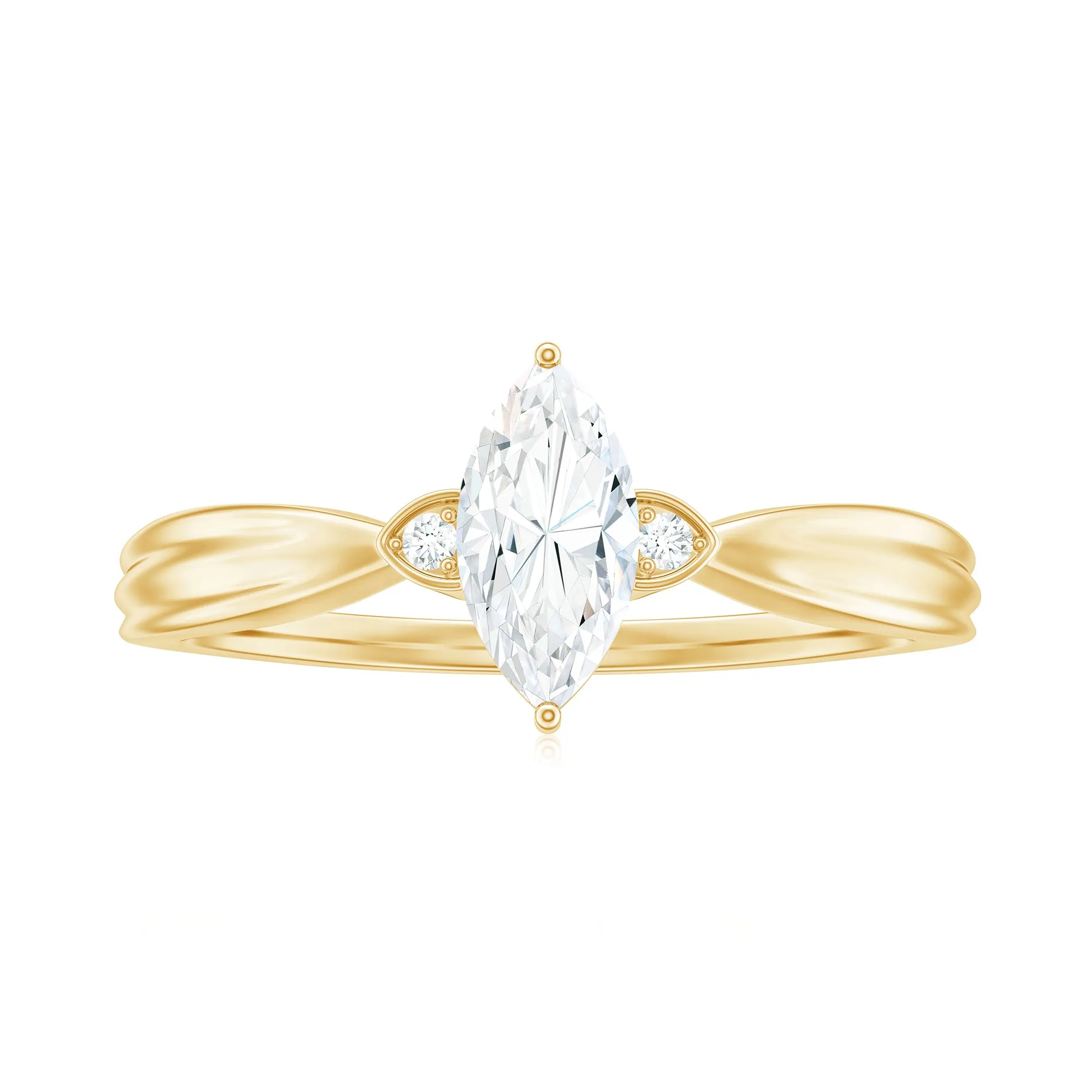 Marquise Moissanite Simple Solitaire Engagement Ring