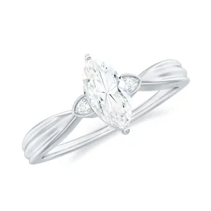 Marquise Moissanite Simple Solitaire Engagement Ring