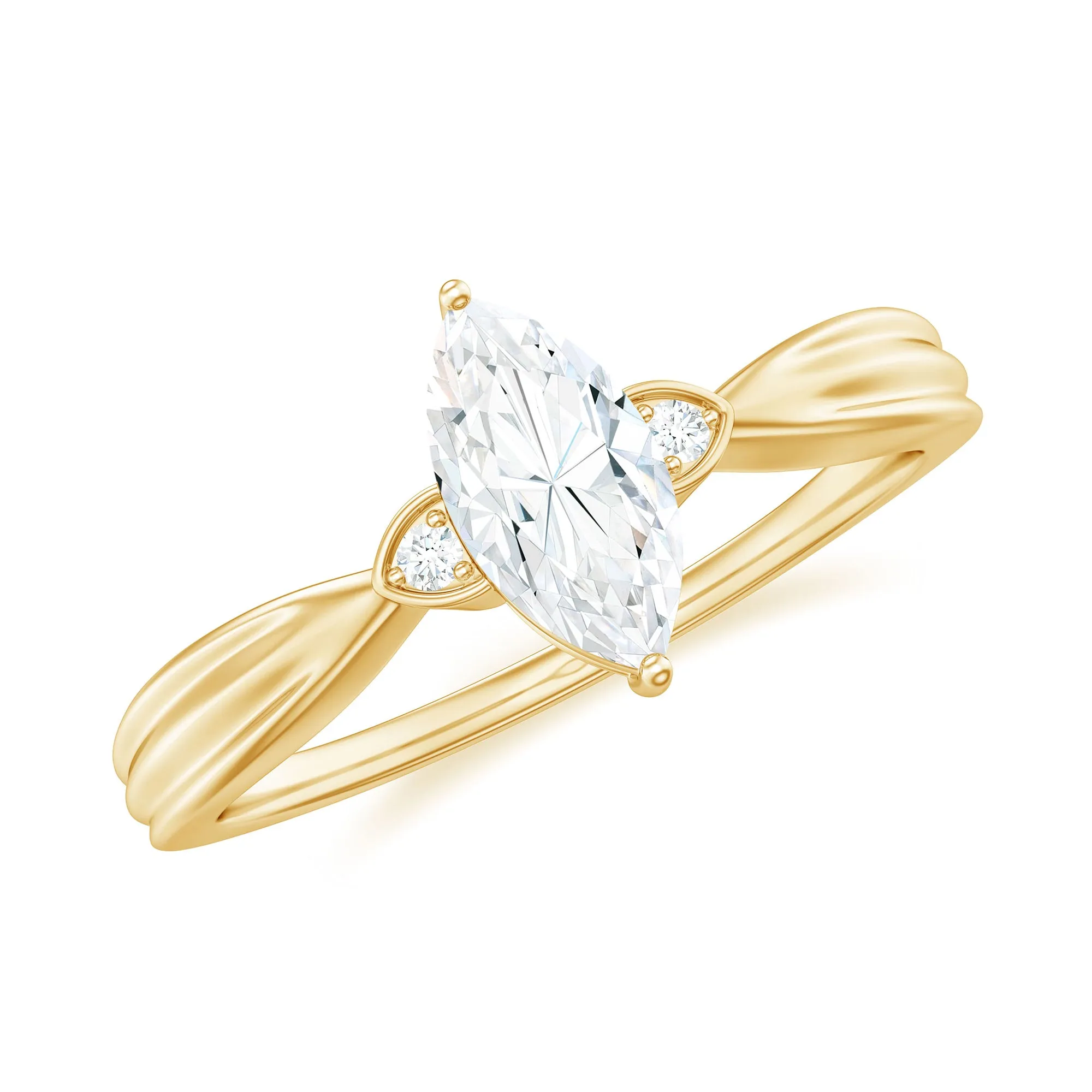 Marquise Moissanite Simple Solitaire Engagement Ring