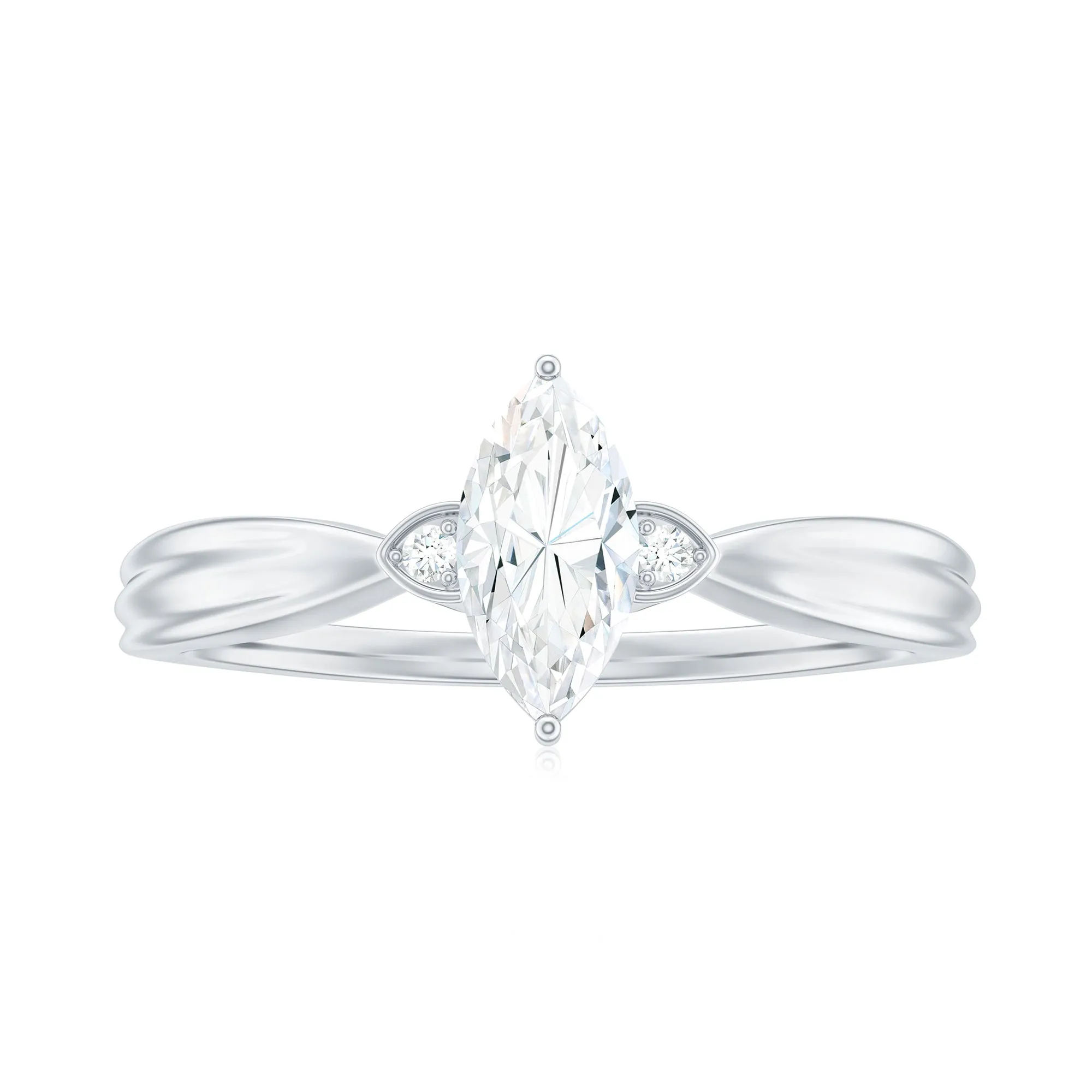 Marquise Moissanite Simple Solitaire Engagement Ring