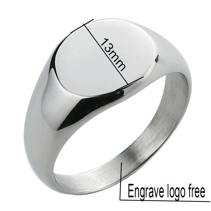Men's Simple Round Fashion Polished Seal Ring