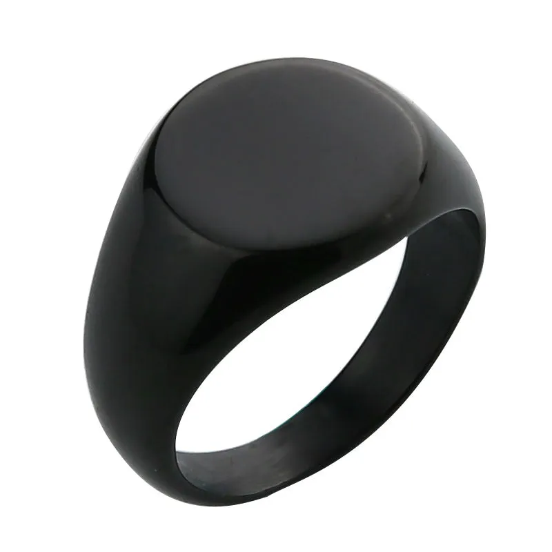 Men's Simple Round Fashion Polished Seal Ring