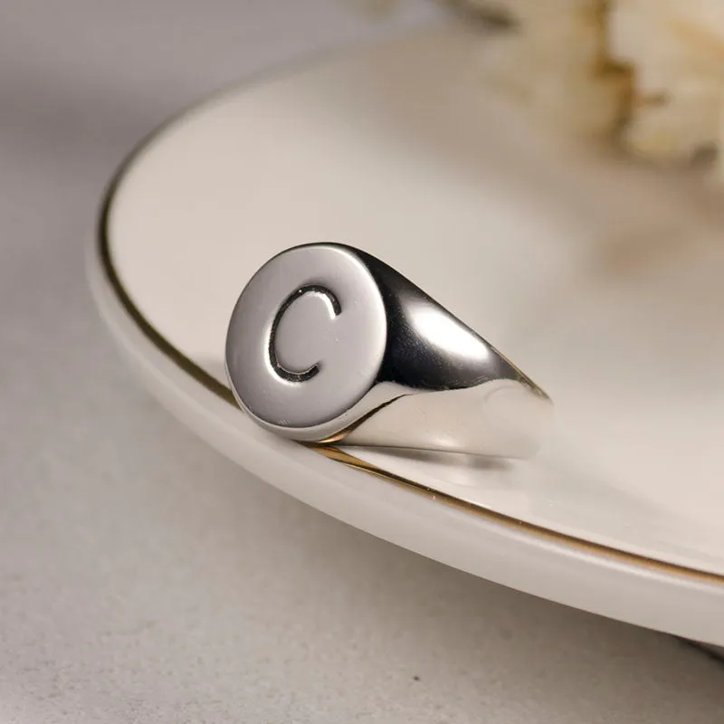 Men's Simple Round Fashion Polished Seal Ring