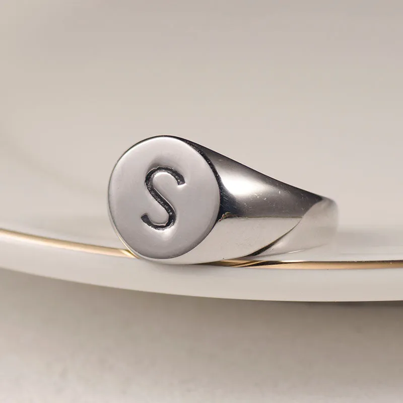 Men's Simple Round Fashion Polished Seal Ring