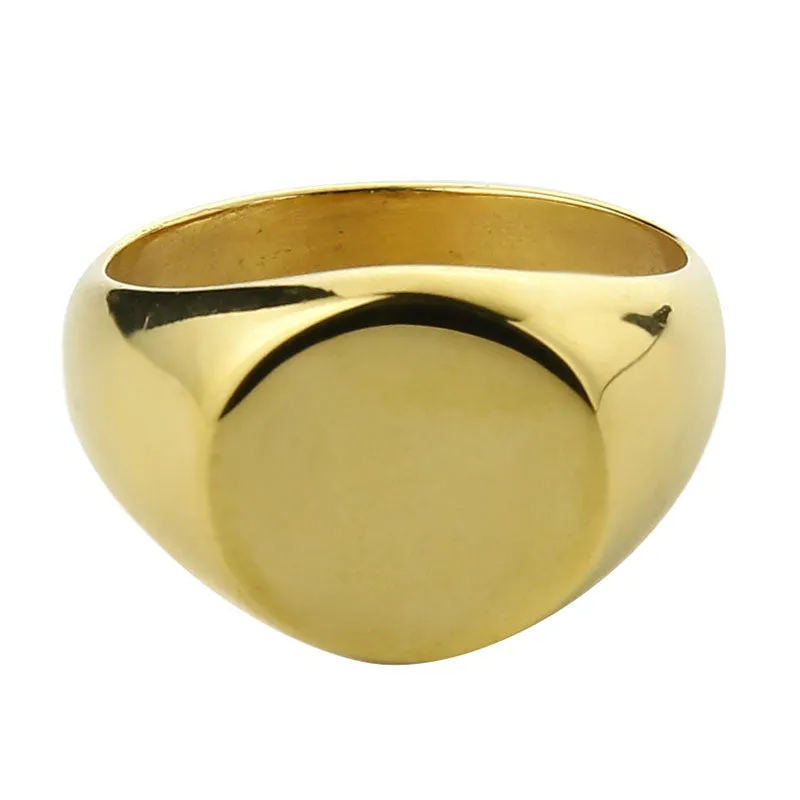 Men's Simple Round Fashion Polished Seal Ring