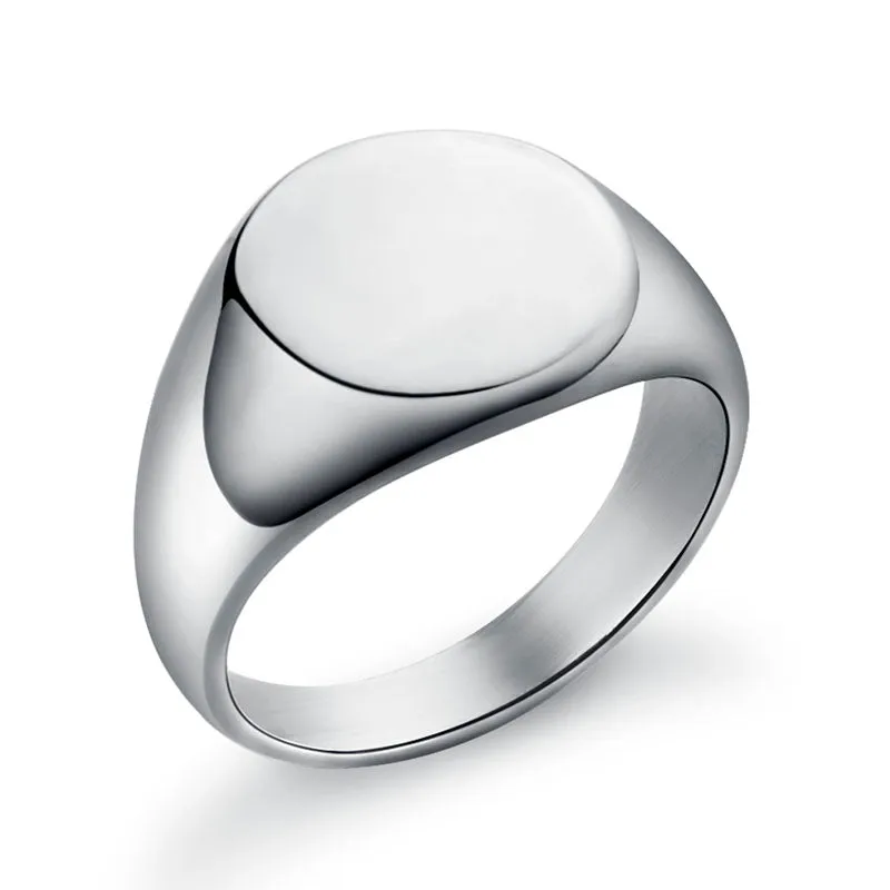Men's Simple Round Fashion Polished Seal Ring