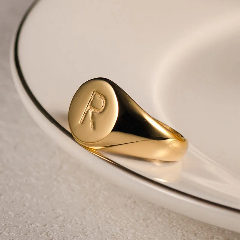Men's Simple Round Fashion Polished Seal Ring