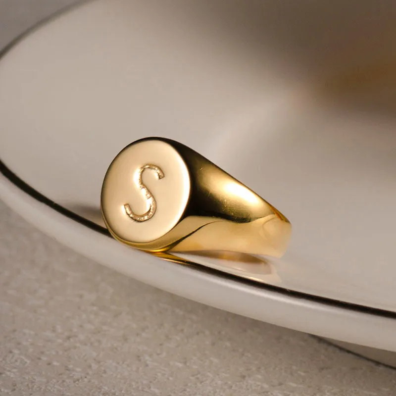Men's Simple Round Fashion Polished Seal Ring
